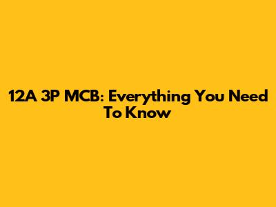 12A 3P MCB: Everything You Need To Know