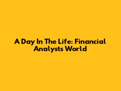 A Day In The Life: Financial Analyst's World