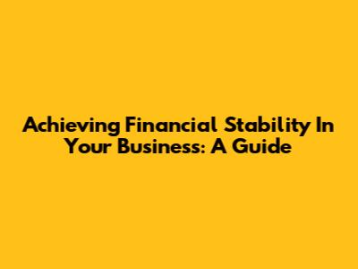Achieving Financial Stability In Your Business: A Guide