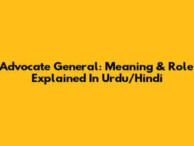 Advocate General: Meaning & Role Explained In Urdu/Hindi