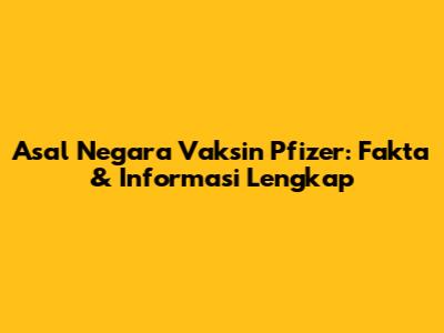 Asal Negara Vaksin Pfizer: Fakta & Informasi Lengkap