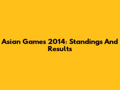 Asian Games 2014: Standings And Results