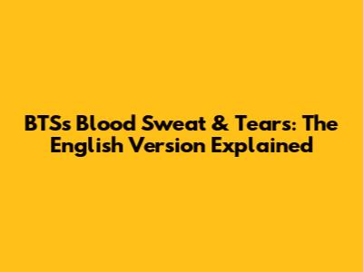BTS's 'Blood Sweat & Tears': The English Version Explained