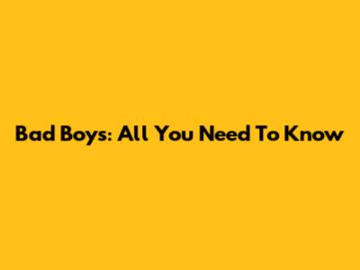 Bad Boys: All You Need To Know