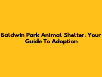 Baldwin Park Animal Shelter: Your Guide To Adoption