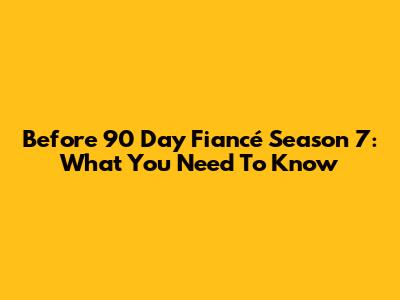 Before 90 Day Fiancé Season 7: What You Need To Know