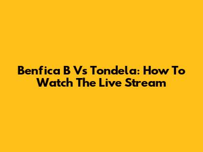 Benfica B Vs Tondela: How To Watch The Live Stream