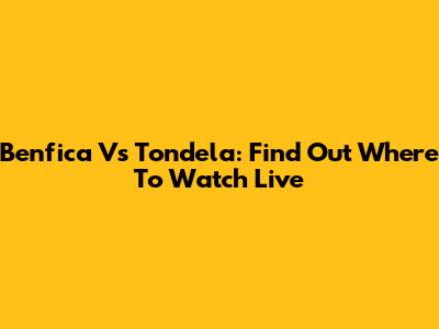 Benfica Vs Tondela: Find Out Where To Watch Live