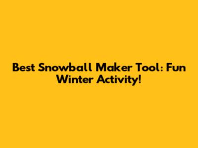 Best Snowball Maker Tool: Fun Winter Activity!