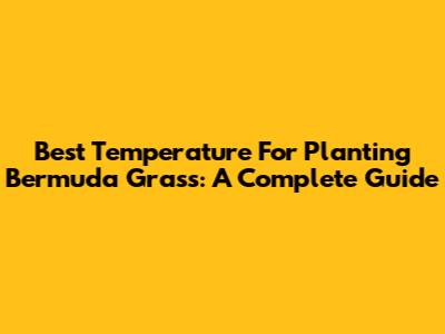 Best Temperature For Planting Bermuda Grass: A Complete Guide