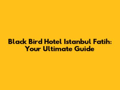Black Bird Hotel Istanbul Fatih: Your Ultimate Guide