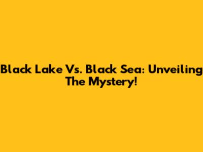 Black Lake Vs. Black Sea: Unveiling The Mystery!