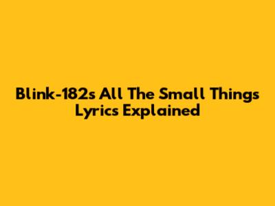 Blink-182's "All The Small Things" Lyrics Explained