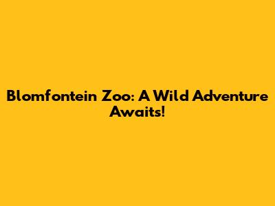 Blomfontein Zoo: A Wild Adventure Awaits!