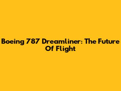 Boeing 787 Dreamliner: The Future Of Flight