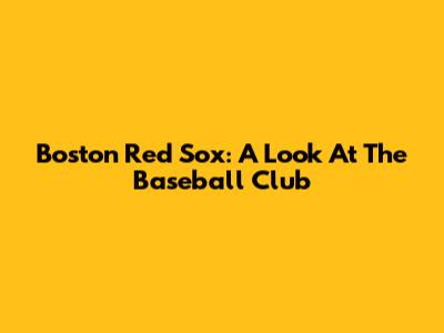 Boston Red Sox: A Look At The Baseball Club
