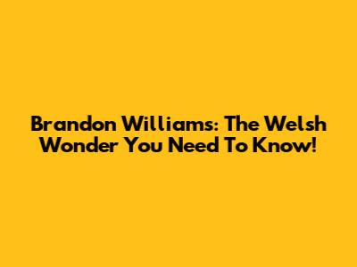 Brandon Williams: The Welsh Wonder You Need To Know!
