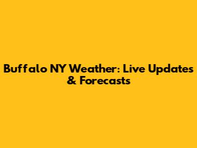 Buffalo NY Weather: Live Updates & Forecasts