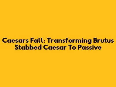 Caesar's Fall: Transforming 'Brutus Stabbed Caesar' To Passive