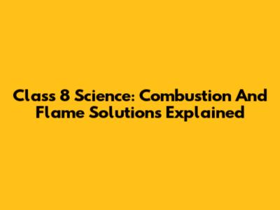 Class 8 Science: Combustion And Flame Solutions Explained