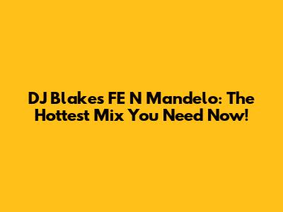 DJ Blakes FE N Mandelo: The Hottest Mix You Need Now!