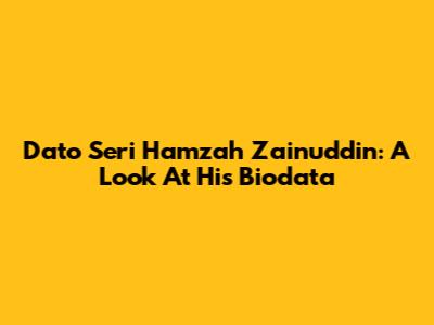 Dato Seri Hamzah Zainuddin: A Look At His Biodata