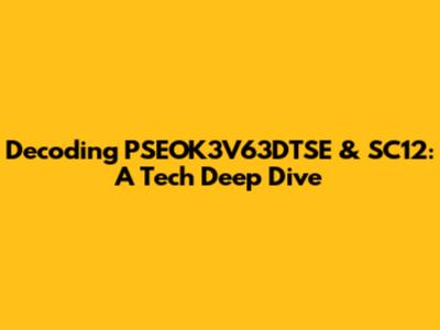 Decoding PSEOK3V63DTSE & SC12: A Tech Deep Dive