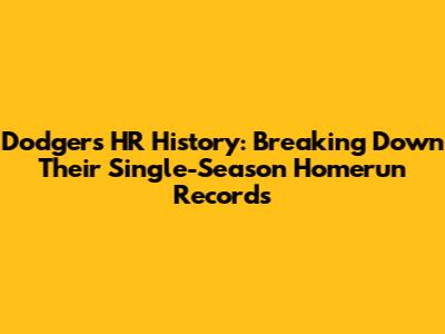 Dodgers' HR History: Breaking Down Their Single-Season Homerun Records