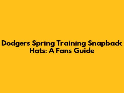 Dodgers Spring Training Snapback Hats: A Fan's Guide