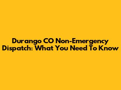Durango CO Non-Emergency Dispatch: What You Need To Know