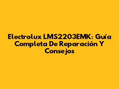 Electrolux LMS2203EMK: Guía Completa De Reparación Y Consejos