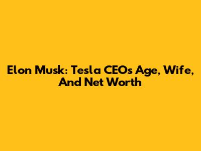 Elon Musk: Tesla CEO's Age, Wife, And Net Worth