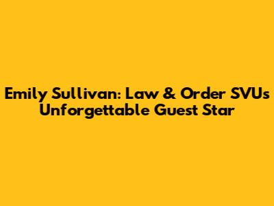 Emily Sullivan: Law & Order SVU's Unforgettable Guest Star