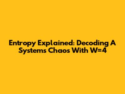 Entropy Explained: Decoding A System's Chaos With W=4