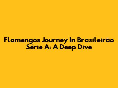 Flamengo's Journey In Brasileirão Série A: A Deep Dive