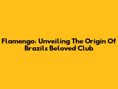 Flamengo: Unveiling The Origin Of Brazil's Beloved Club
