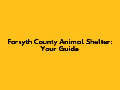 Forsyth County Animal Shelter: Your Guide