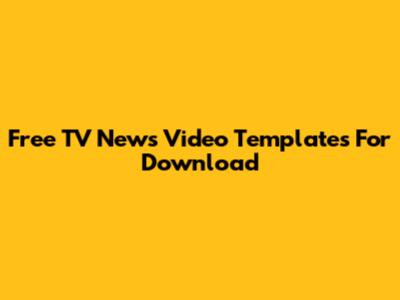 Free TV News Video Templates For Download