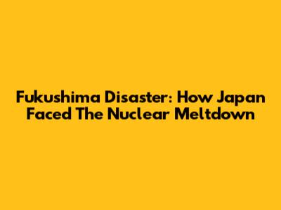 Fukushima Disaster: How Japan Faced The Nuclear Meltdown