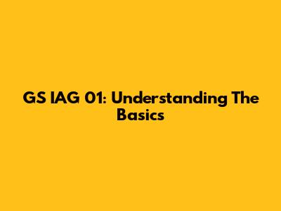 GS IAG 01: Understanding The Basics