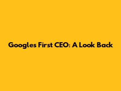 Google's First CEO: A Look Back