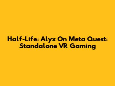 Half-Life: Alyx On Meta Quest: Standalone VR Gaming