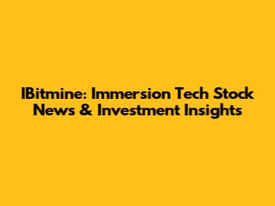 IBitmine: Immersion Tech Stock News & Investment Insights