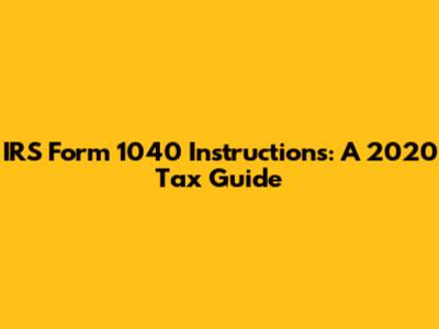 IRS Form 1040 Instructions: A 2020 Tax Guide
