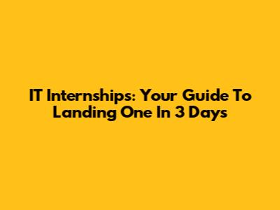IT Internships: Your Guide To Landing One In 3 Days