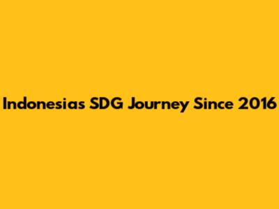 Indonesia's SDG Journey Since 2016
