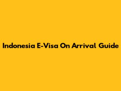 Indonesia E-Visa On Arrival Guide