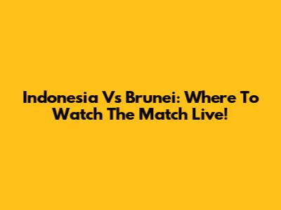 Indonesia Vs Brunei: Where To Watch The Match Live!