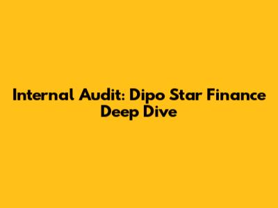 Internal Audit: Dipo Star Finance Deep Dive