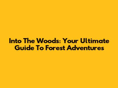 Into The Woods: Your Ultimate Guide To Forest Adventures